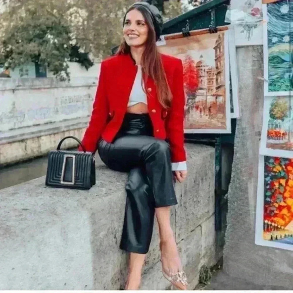 ✨SALE✨ Zara Textured Weave Jacket with Pockets Size L - Picture 8 of 13